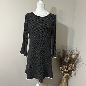 MICHAEL Michael Kors Black & White Polka Dot Flounce Mini Dress Bell Sleeve Sz M